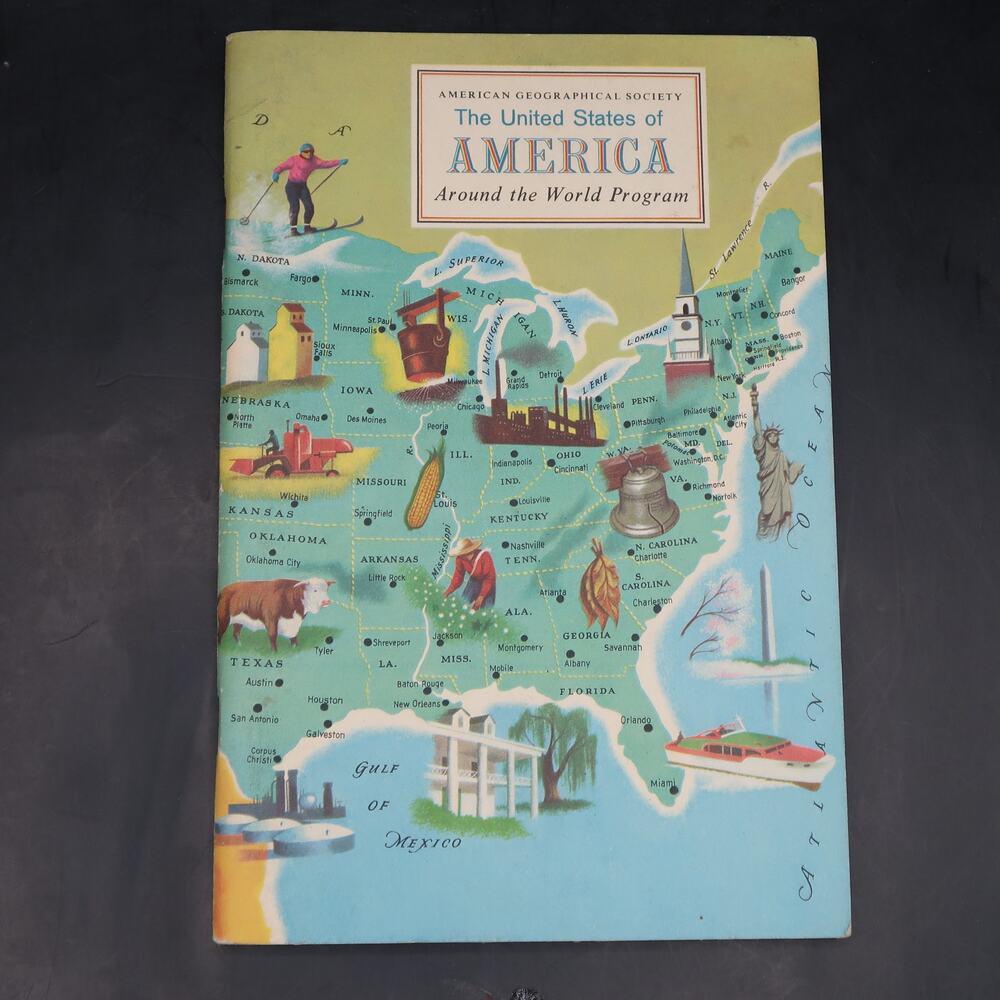American Geographical Society United States of America Around the World 1962 Vtg
